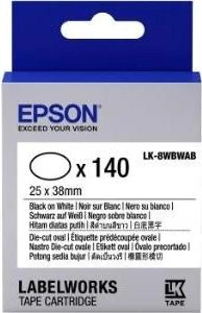 Étiquettes Epson LK-8WBWAB contre le Désordre : 25x38 mm Noir sur Blanc