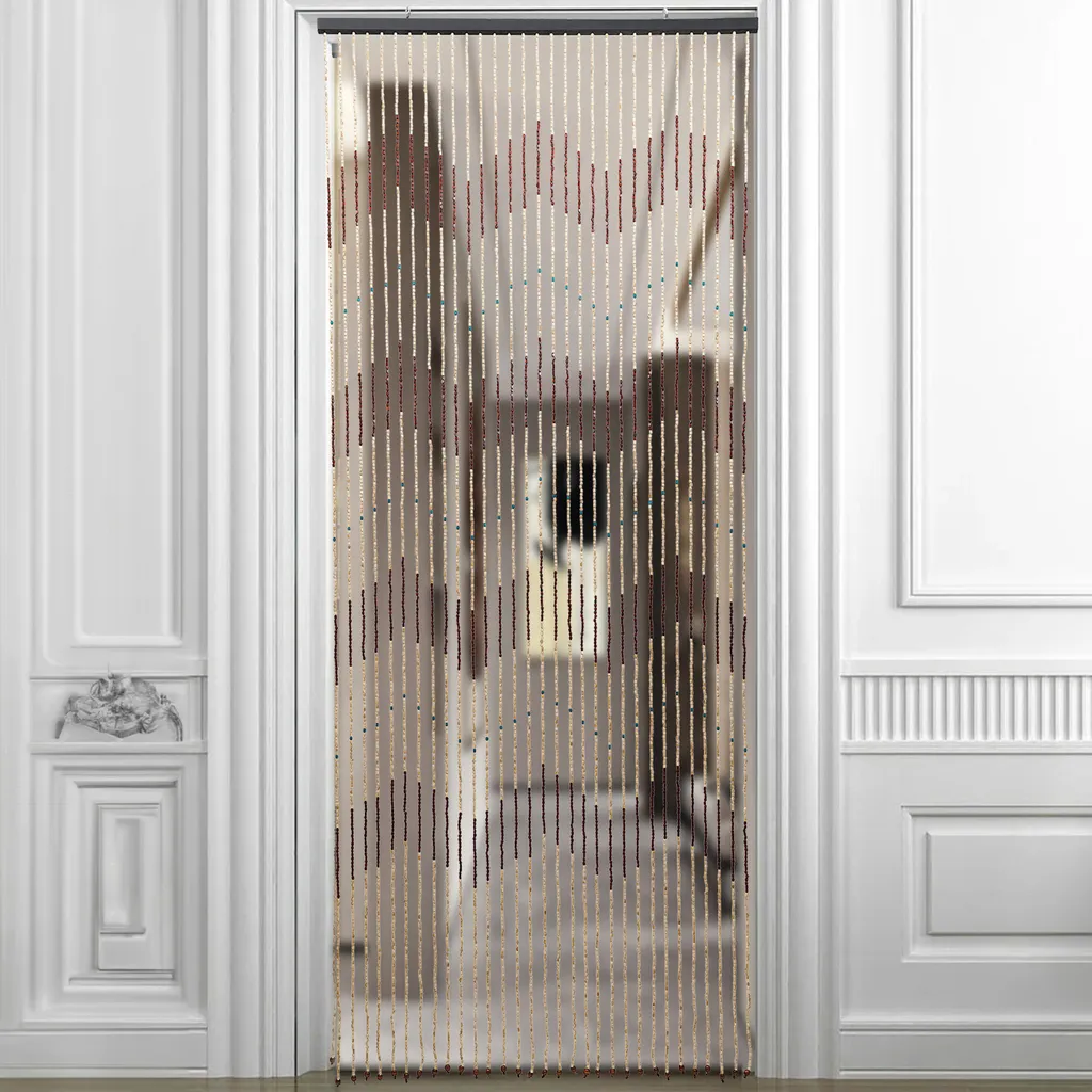 Séparateur de pièce rideau de fils perles bois 90x220cm écran fenêtre