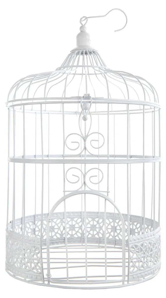 Cage à oiseaux en métal blanc avec ouverture facile pour événements