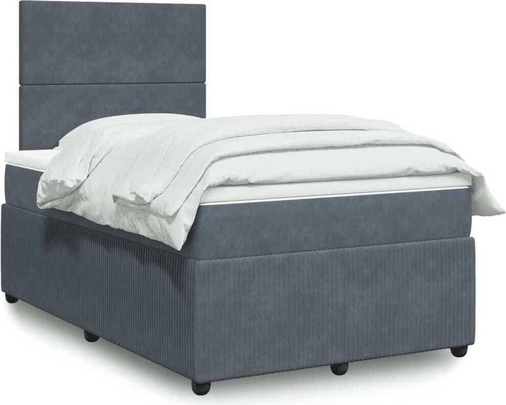 Design Möbel Boxspringbett mit Matratze Dunkelgrau 120x200 cm Samt - Klassische Betten DE37636290