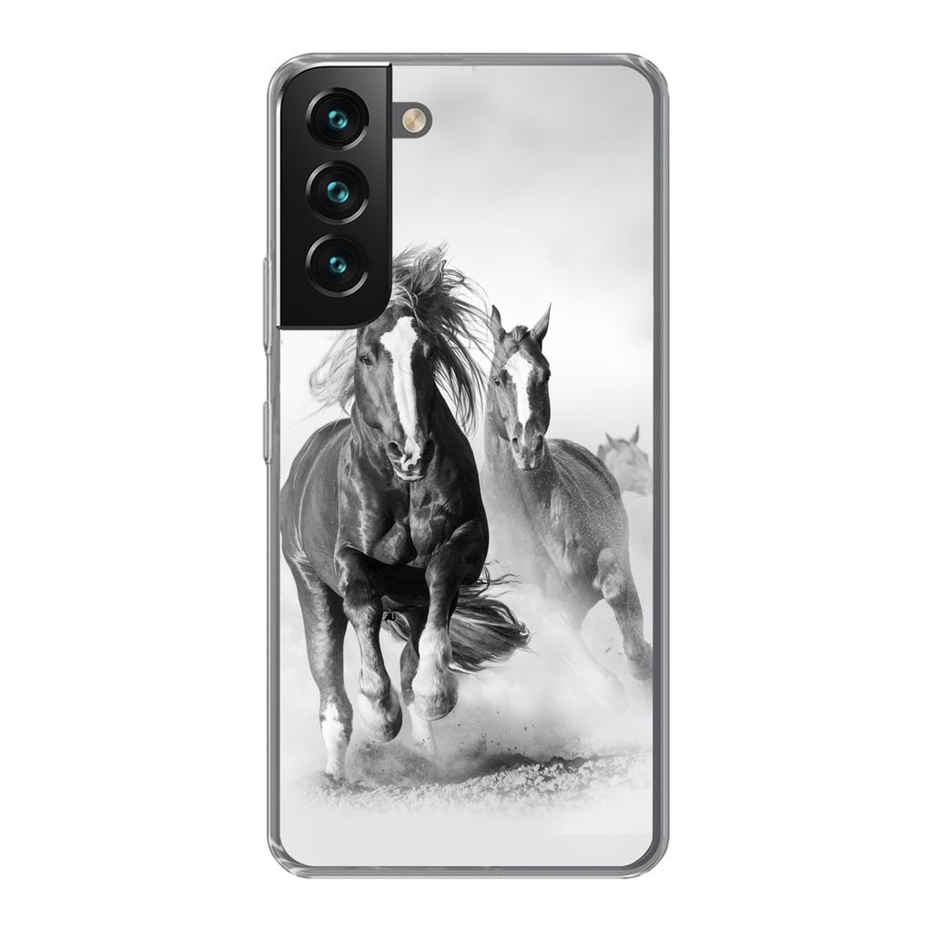 MuchoWow Handyhülle Schutzhülle Hülle für Samsung Galaxy S22 Pferde - Tiere - Illustration Silikon Softcase Handy Hülle - Mobiltelefonhülle