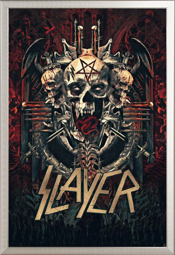 Poster Slayer Skullagramm décoratif pour studio avec cadre Shinsuke gris