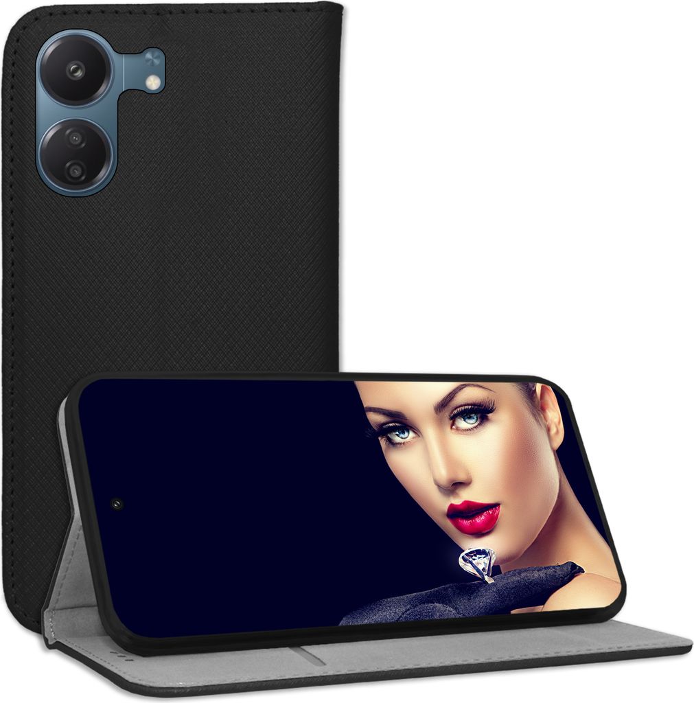 Bookstyle Schutzhülle Klapphülle Schutztasche Etui Cover für Xiaomi Redmi 13C (6.71'') - Schwarz