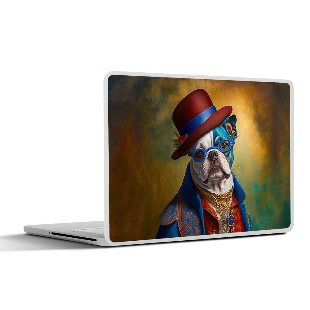MuchoWow Laptop Aufkleber Sticker Cover Hund - Porträt - Kleidung - Hut - Abstrakt 31x22.5 cm - Laptop-Deko