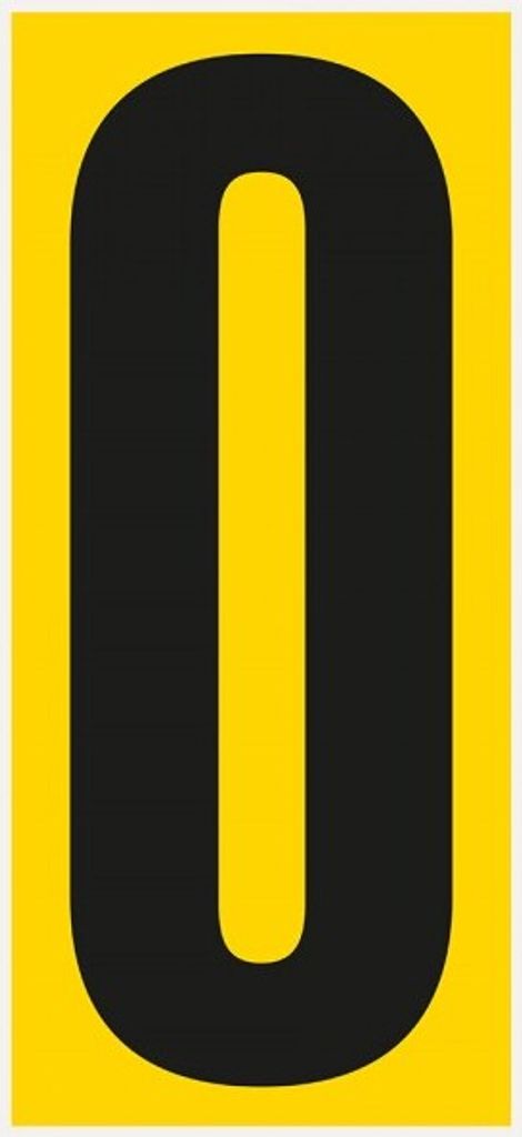Dreifke Ziffer 0, für den Boden, gelb/schwarz, Kunststoff, 180x400mm, 3/VE