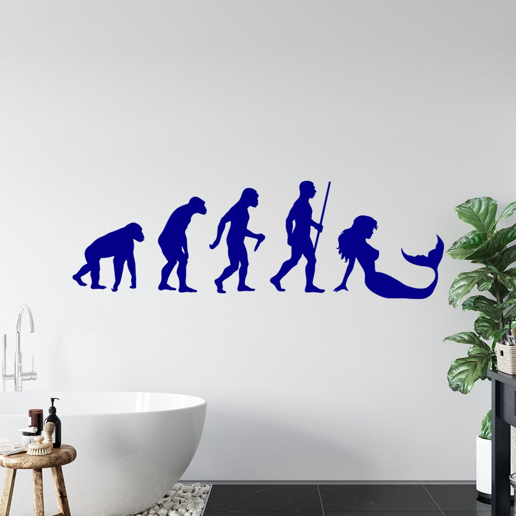 Meerjungfrau Evolution Wandtattoo Wandaufkleber Wall Sticker - Dekoration, Küche, Wohnzimmer, Schlafzimmer, Badezimmer