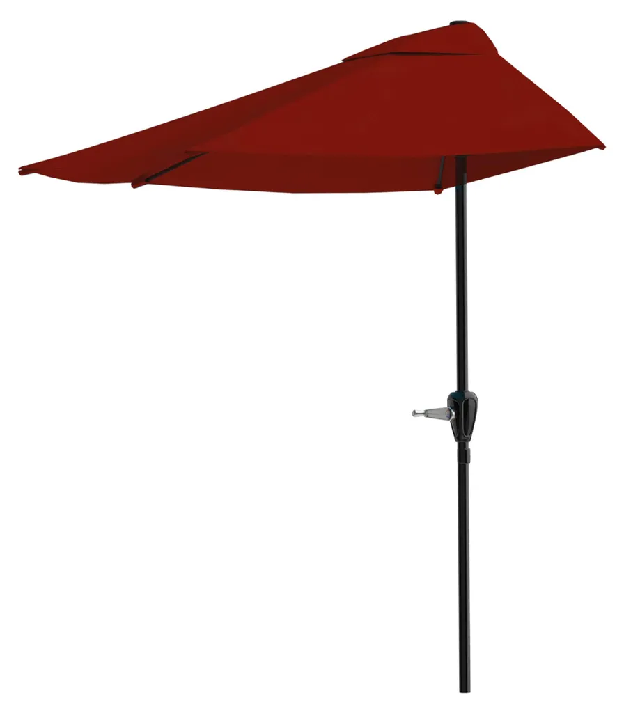 Demi-parasol mural de 270 cm rouge idéal pour terrasse étroite et véranda