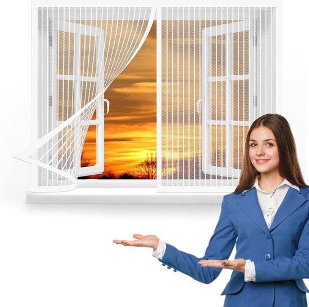 Insektenabweiser für Fenster - Ingebauter Magnet - 65 x 175 cm - Weiß