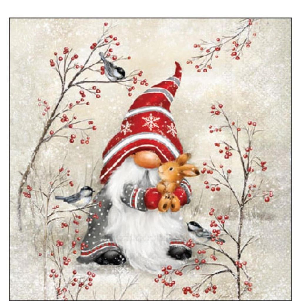 Weihnachtsserviette, Wichtelmotiv, 25 × 25 cm, 3-lagig Produktbild 