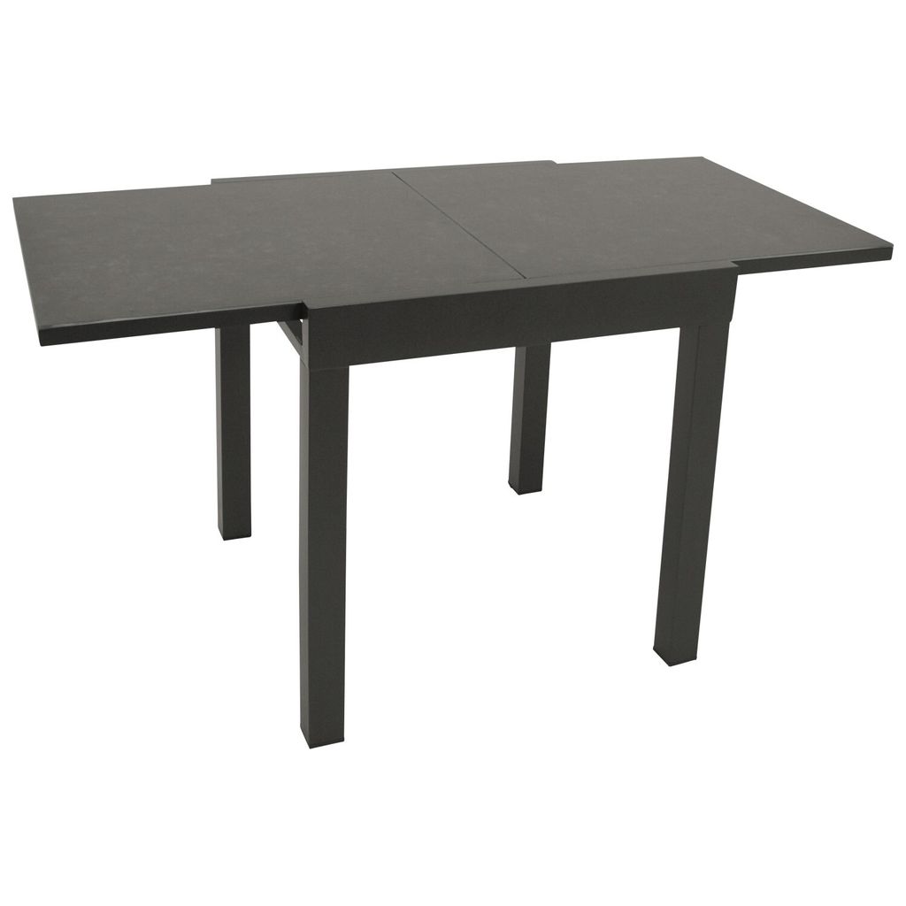 DEGAMO Gartentisch LIVORNO 70/140x70cm Alu + Keramikoptik dunkelgrau, ausziehbar