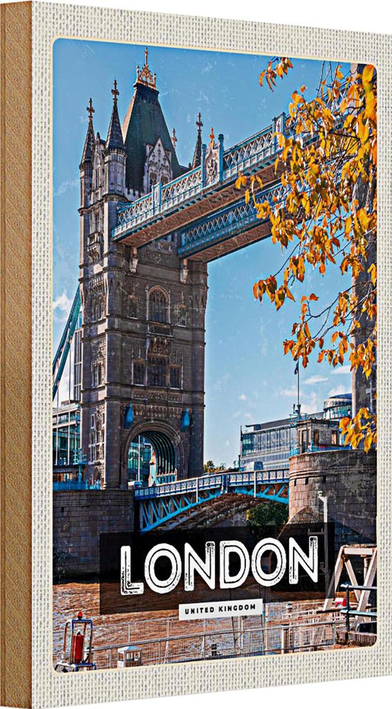 Holzschild Reise 20x30cm London UK Big Ben Reiseziel Schild