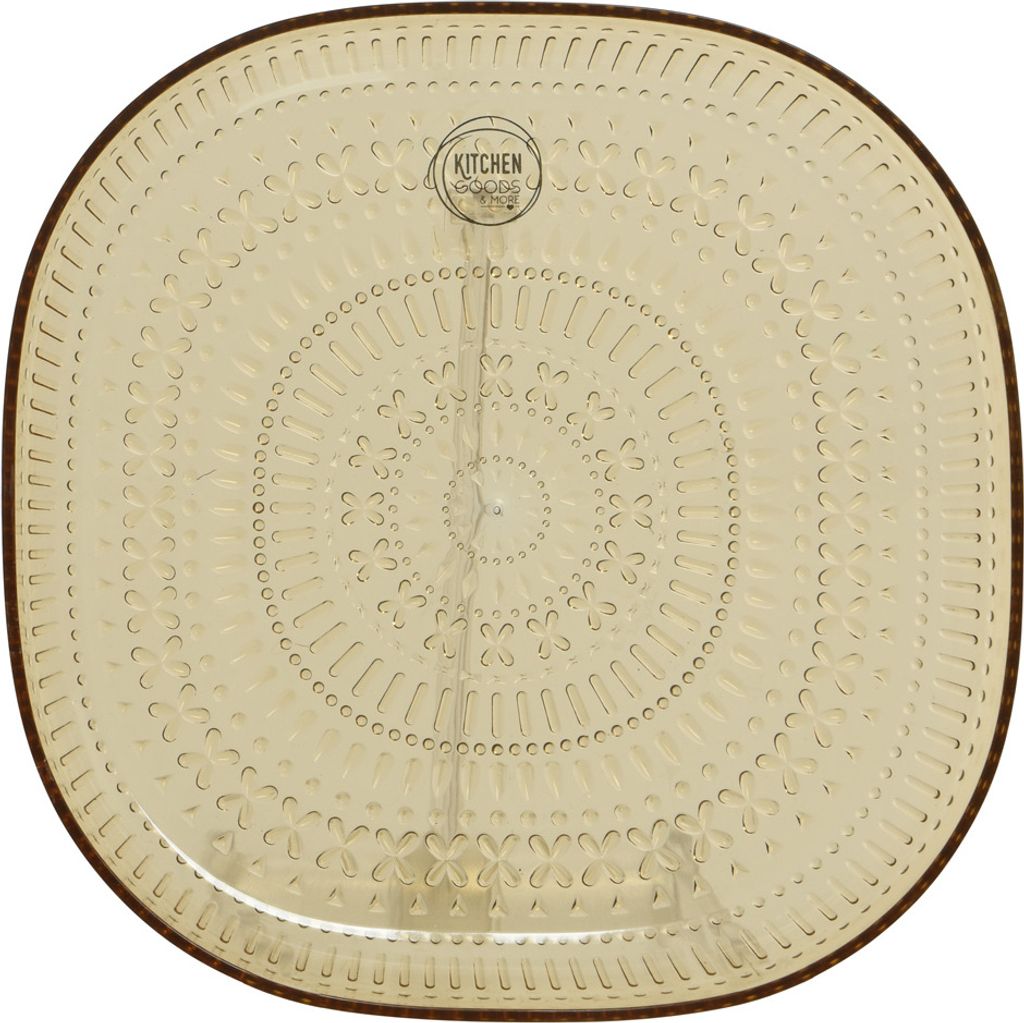 Teller flach - Dessertteller - lebensmittelecht - Kunststoff - D: 20,4cm - mit Muster - gelb