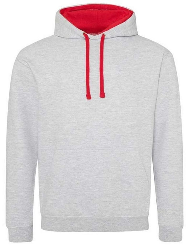 Awdis - "Varsity" Kapuzenpullover für Herren/Damen Uni LT2871 (XXL) (Grau meliert/Feuerrot)