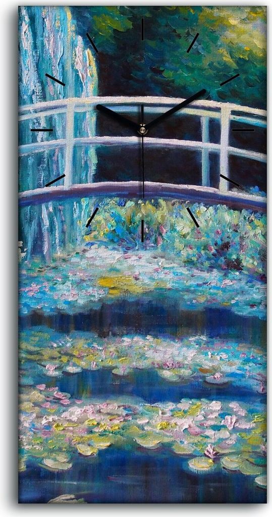 Leinwand Uhr Küche Wohnzimmer Bild Kunstdruck 30x60 Gemälde auf Brücke durch - schwarze Hände