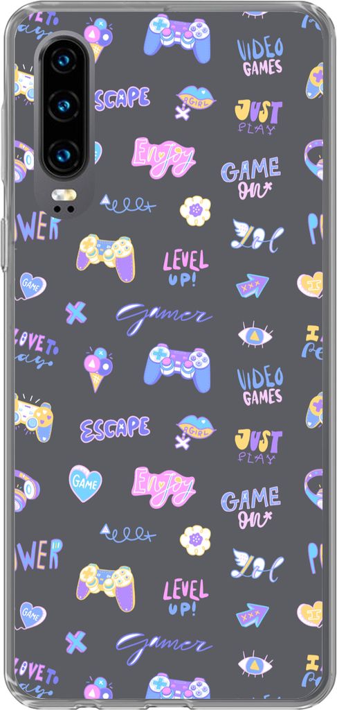 MuchoWow Handyhülle Schutzhülle Hülle für Telefoonhoesje Huawei P30 Mädchen - Spiele - Konsole - Muster - Mädchen - Kinder - Kind - Kind Si...