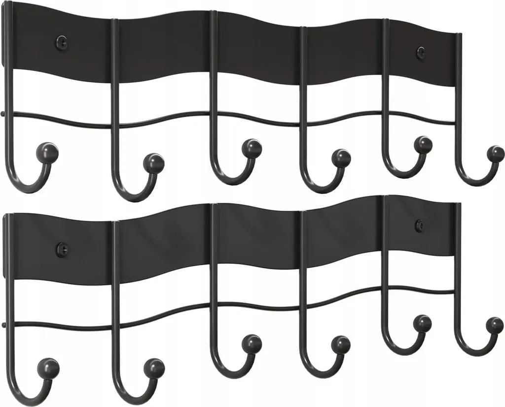 Patère murale musicale pour entrée avec 6 crochets noirs lot de 2