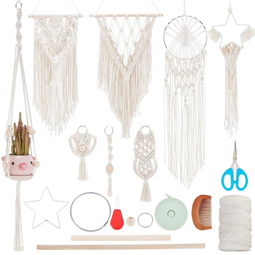 IFNUNLY DIY Makramee-Traumfänger- und Pflanzenampel-Set für Anfänger – Handgefertigte Wanddeko mit Anleitung – Geburtstagsgeschenk