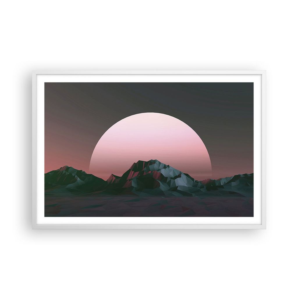 Gerahmtes Poster - Weißer Rahmen - Landschaft Berge Sonne - 91,5x61 cm - Wand Bild - Wanddeko - Wandbilder - Kunstposter - Wandposter - Bilderrahm...