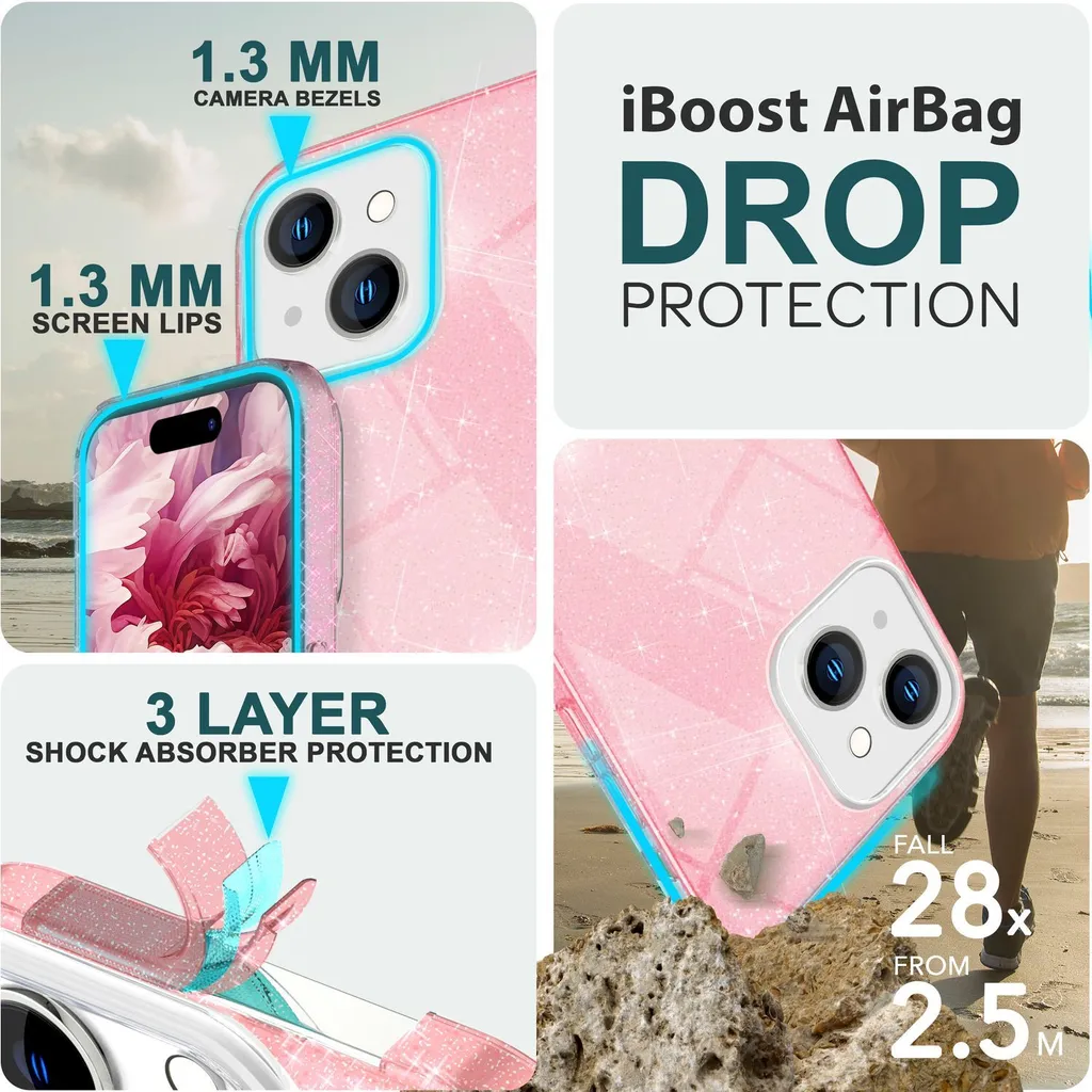 Cover Scintillante Per IPhone 15 Pro (6,1'') | Rosa Con Paillettes Incorporate | TPU Antiurto E Antigraffio | Per Ragazze