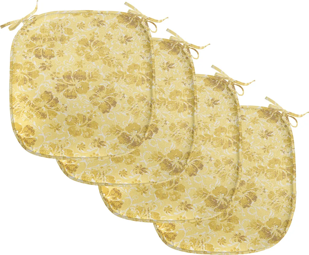 Lot de 4 Coussins de Chaise pour Salle à Manger Motif Hibiscus 40 cm