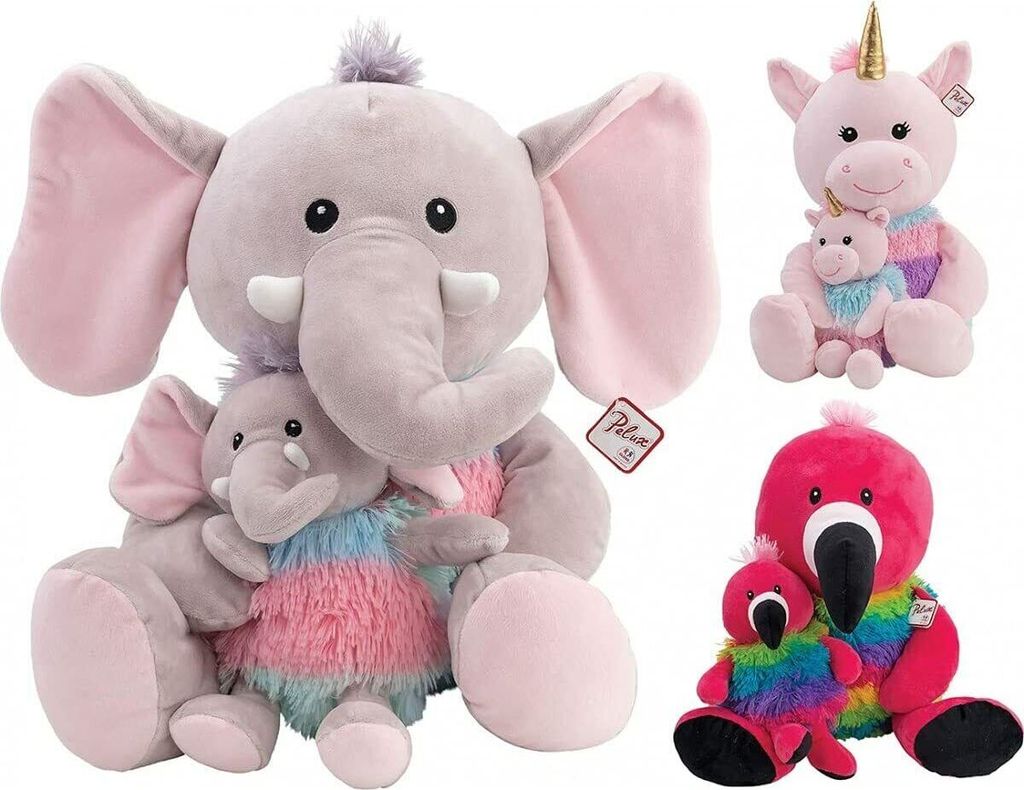 Pelux Animali Mamma Cm 37 Con Baby 3 Assortimenti Vendita Unitaria Modello Casuale