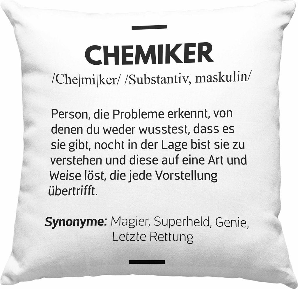 Trendation - Chemiker Geschenke Deko-Kissen mit Füllung 40x40n Deko-Kissen mit Füllung 40x40 Chemielaborant Chemie Geschenk Chemielabor Gadget Ge...