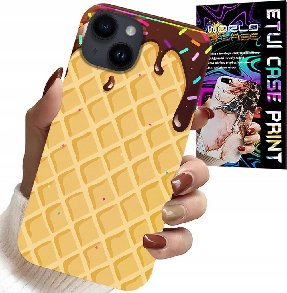 Etui Für Iphone 15 - Mit Schokoladenüberzogenem Waffelmotiv