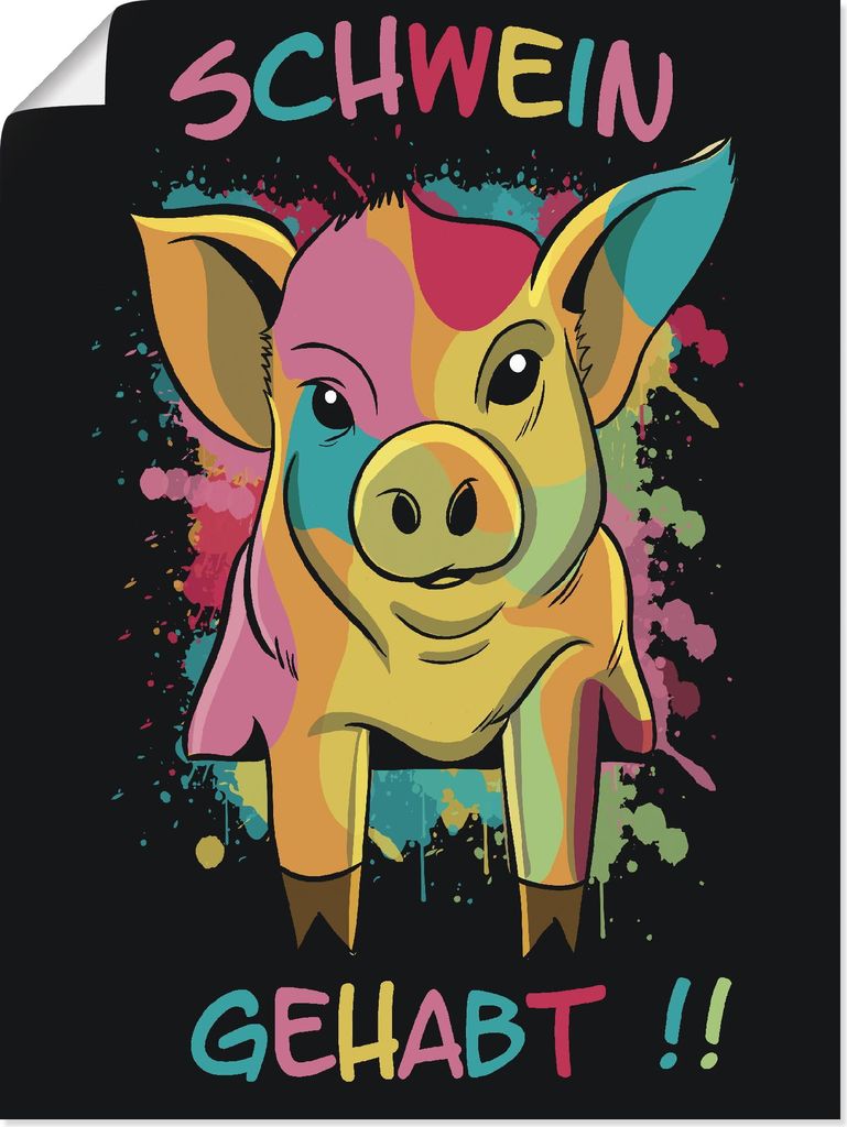 ARTland Poster Schwein Gehabt Größe: 90x120 cm