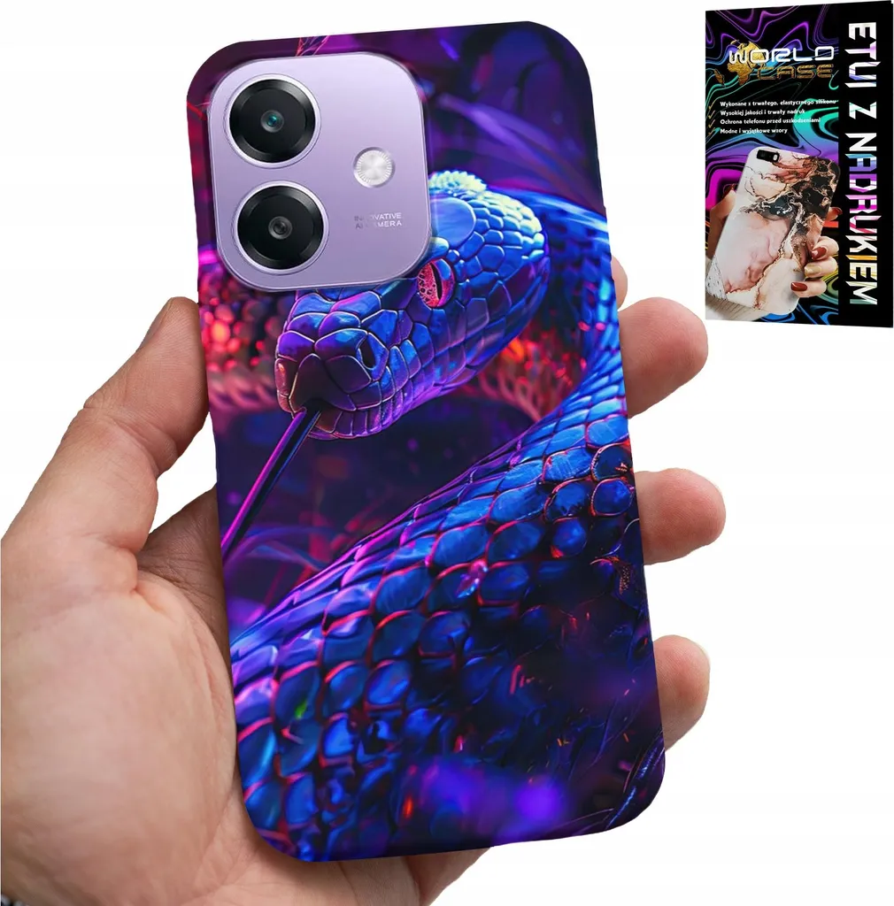 Cover Lusso Oppo A40 A40M Snake Pattern - Custodia Slim Rettile + Foil
