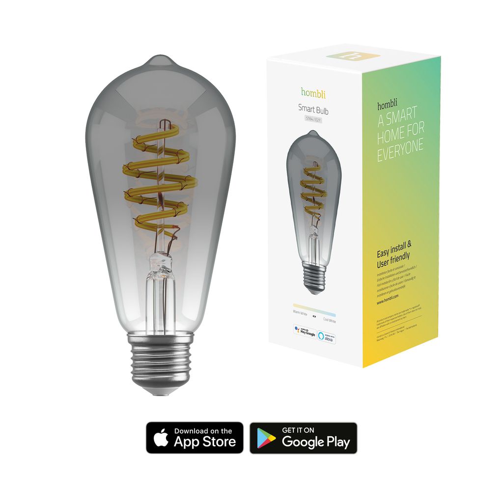 Hombli smarte Filament Glühbirne, ST64, E27, CCT, Smokey.