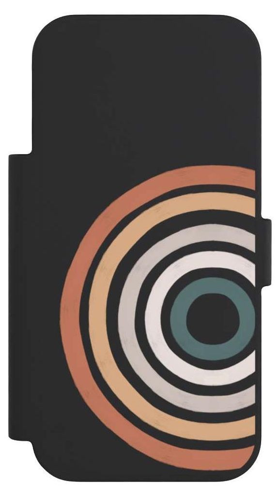 NIVOCASE Klapphülle für Apple iPhone 17 Pro Handyhülle aus Kunst Leder NIVOflip schwarz Kreise Regenbogen Wasserfarbe