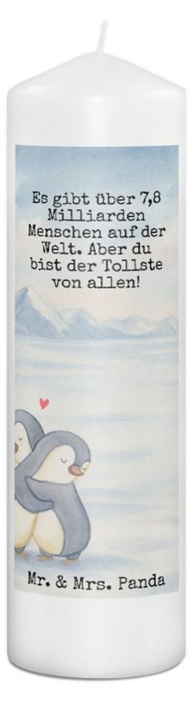 Mr. & Mrs. Panda Kerze Pinguine Kuscheln Design 29 x 8 cm XL - Weiß - Geschenk, für Frauen, Bedruckte, Erinnerungslicht, Erinnerungskerze, Freund...