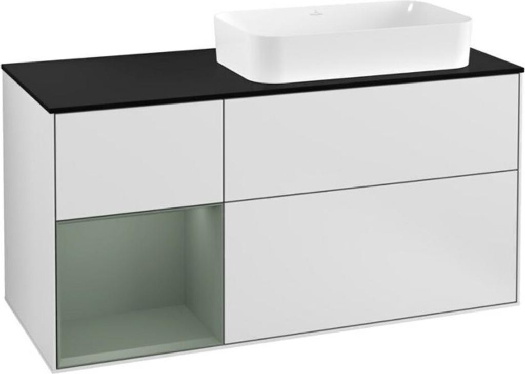 V&B Waschtischunterschrank Wandbeleuchtung Finion 120cm, Pl b m, Rg l Ol m Lac, wh. m Lac