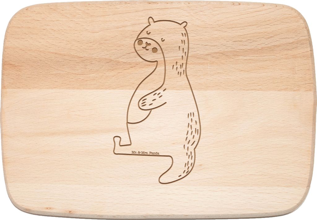 Mr. & Mrs. Panda Schneidebrett Otter Bauch - Transparent - Geschenk, Sportmuffel, Frühstücksbrett, Frühstücksbrettchen, Seeotter See, dick, sch...