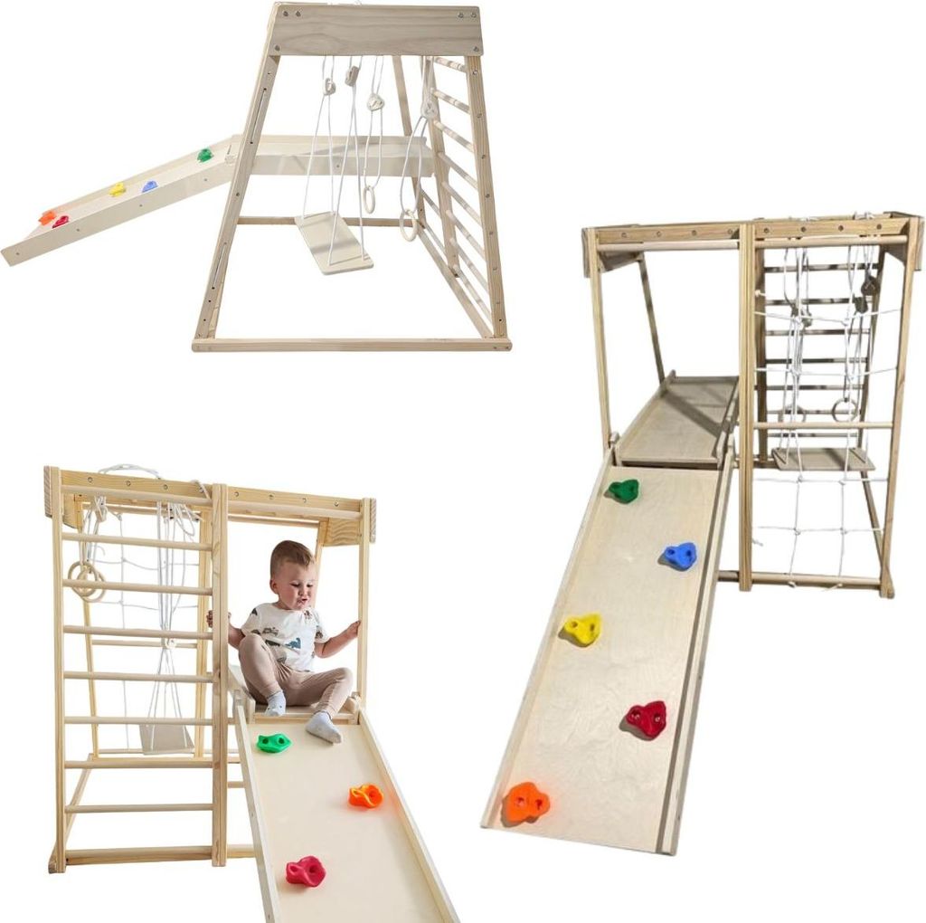 Spielplatz Kinderspielplatz aus Holz Kleinkind Rutschset, Schaukel, Rutsche, Klettergerüst
