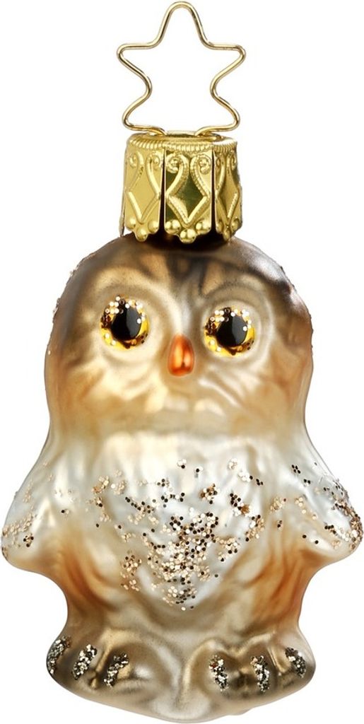 Christbaumschmuck Anhänger Glas Baby Eule 6cm Braun Weiß