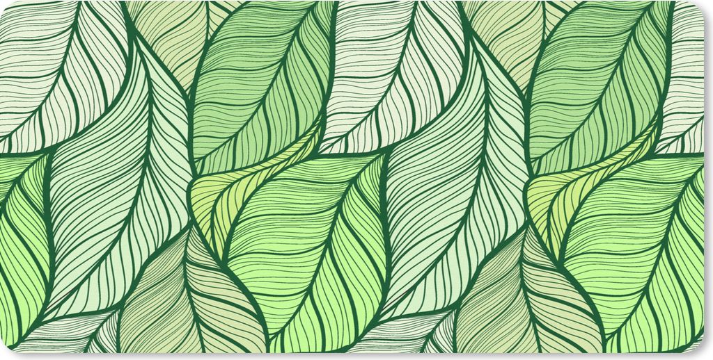 MuchoWow Schreibtischunterlage Blätter - Skizze - Vintage - Muster 80x40 cm - XXL Mauspad - Gaming Mauspad