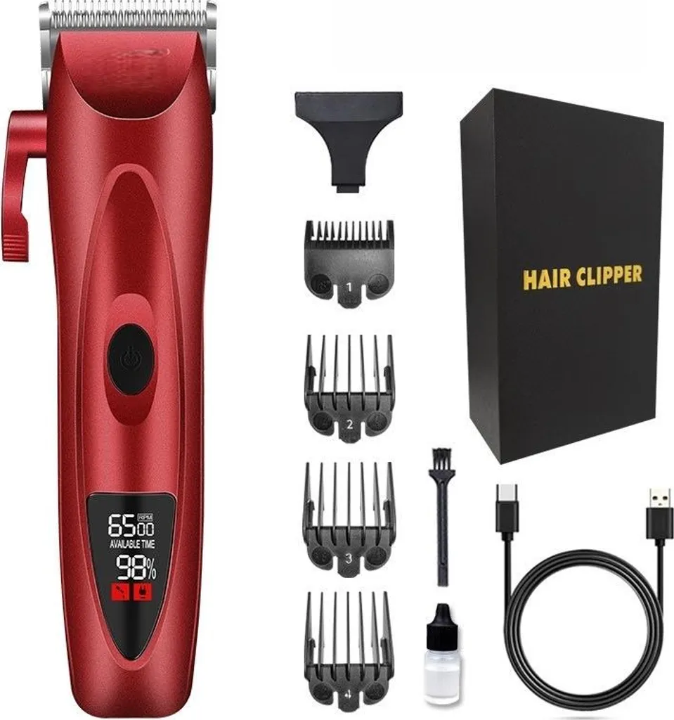 Tondeuse Électrique INF pour Coupe de Cheveux Précise Rouge et Céramique