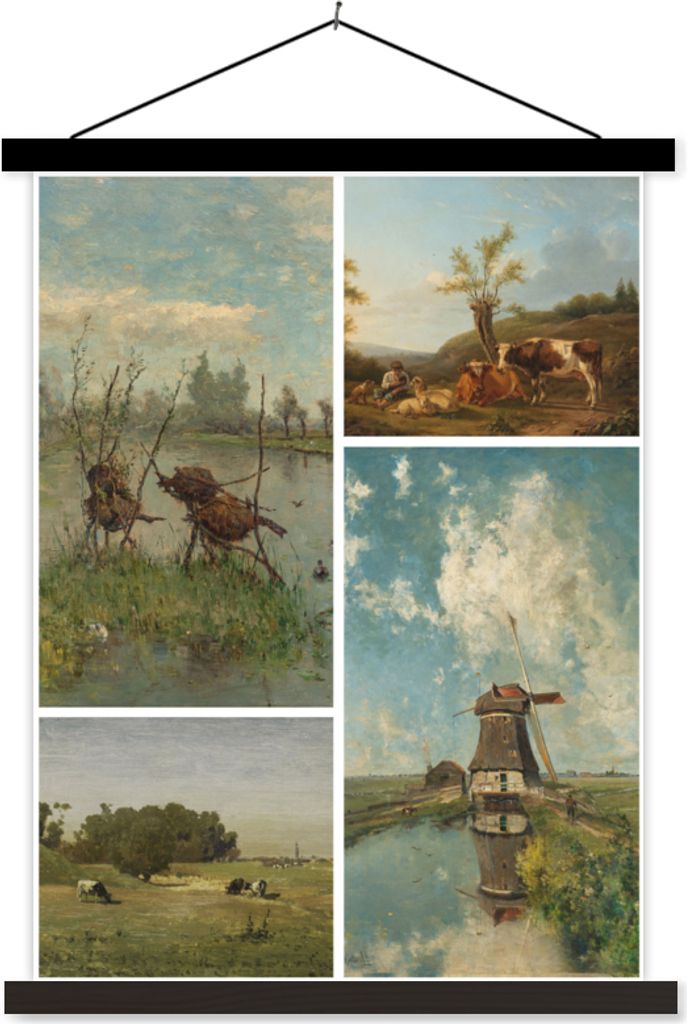 MuchoWow Textilposter Kunst - Niederlande - Collage 40x53 cm mit schwarzem Rahmen - Abbildung