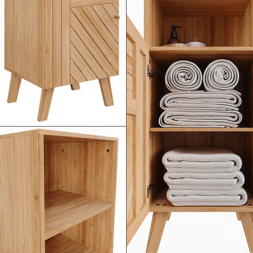 Vicco Badschrank Lucie, Bambus, 40 x 177 cm mit 2 Türen