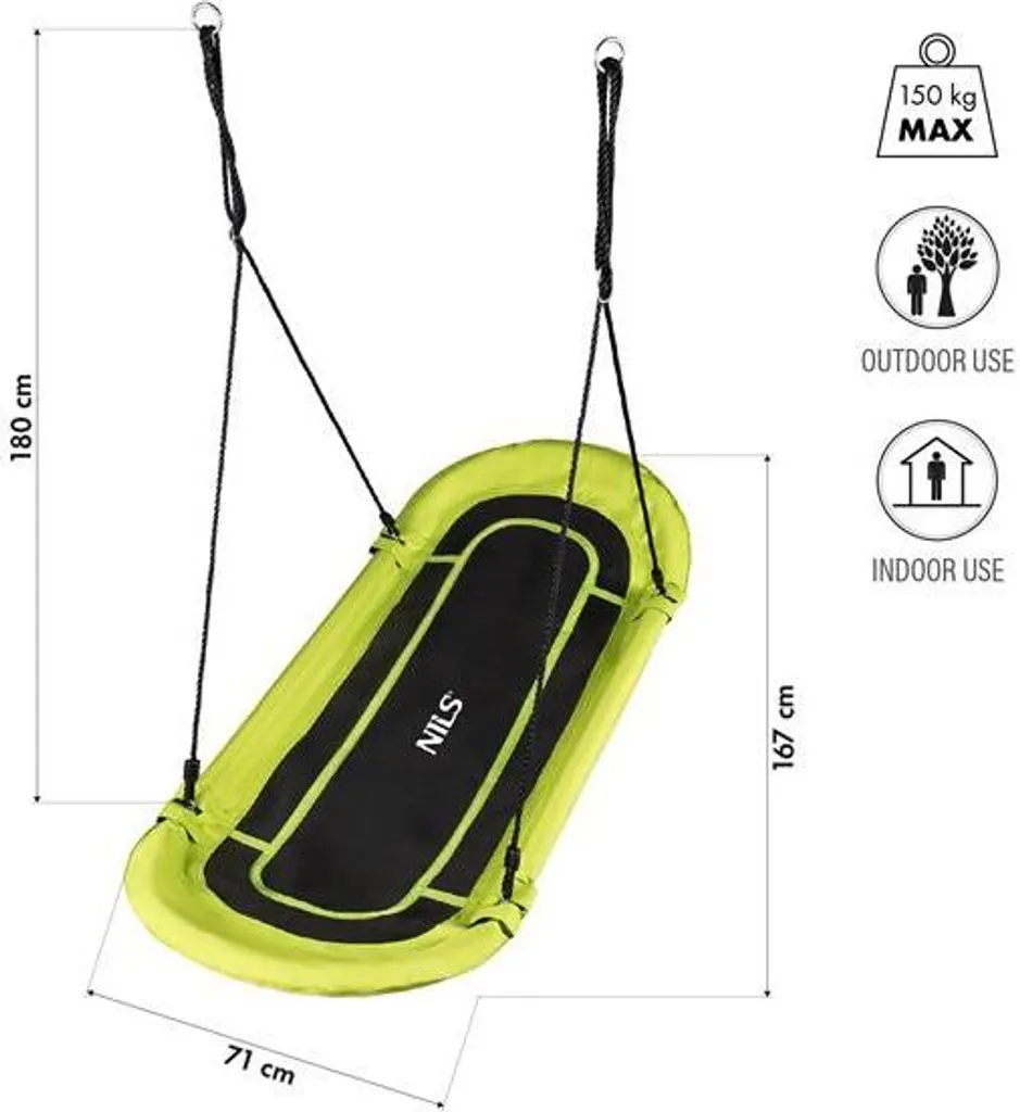 Nid de héron ovale NB5044 NILS Camp vert avec balancier pour jardin