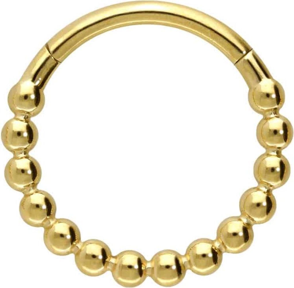 Ohrpiercing, Nasenpiercing, Septum Piercing Titan Segmentring Clicker KUGELN Gold Innendurchmesser: 11mm + Stabstärke: 1,2mm