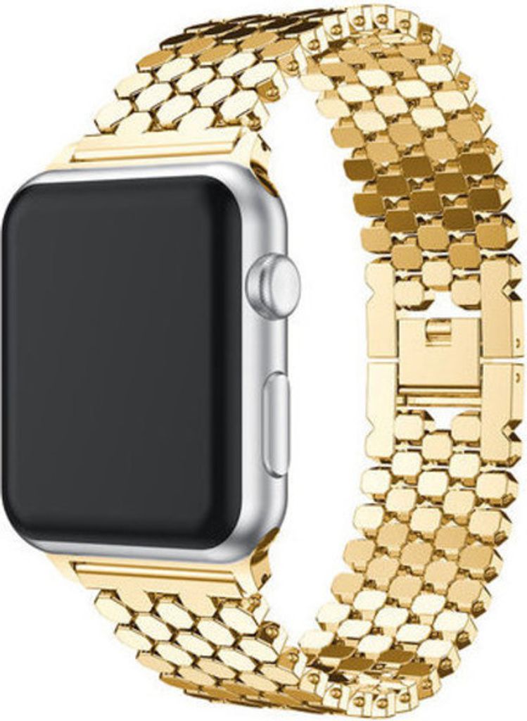 Strap-it Apple Watch 8 Stahl Fischband (Gold) Produktbild 