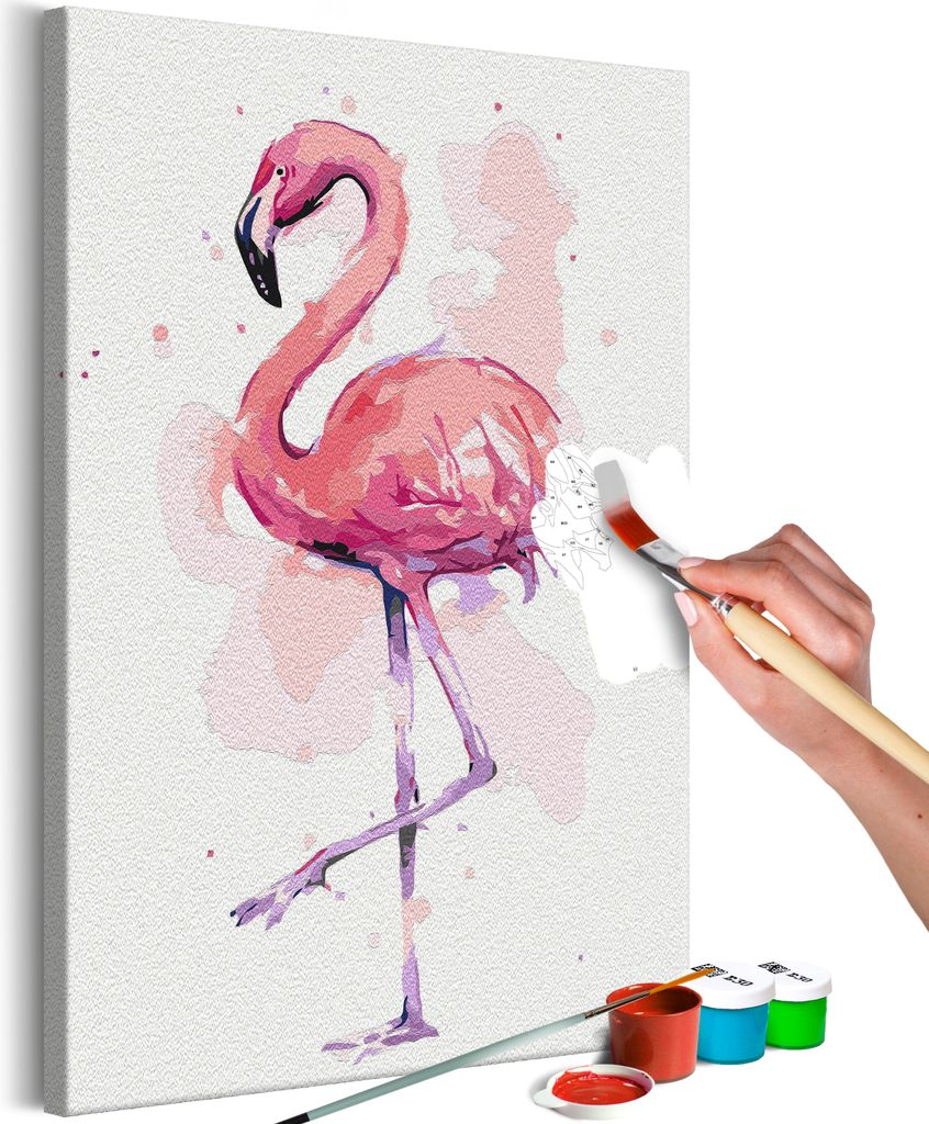 Malen nach Zahlen Flamingo Tiere Vogel 40x50 cm Malset mit Holzrahmen auf Leinwand für Erwachsene Kinder Gemälde Handgemalt Kit DIY