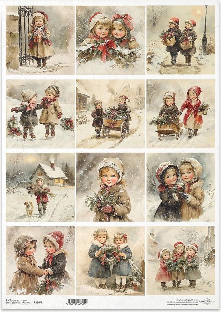 Reispapier für Decoupage A3 - Kinder, Vintage, Weihnachten Produktbild 