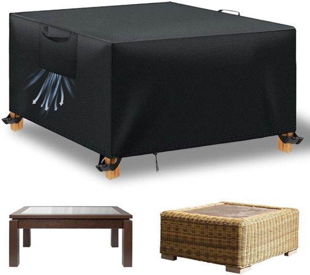 Gartentischschutzabdeckung - wasserdicht - 200 x 200 x 90 cm - schwarz - Oxford-Stoff