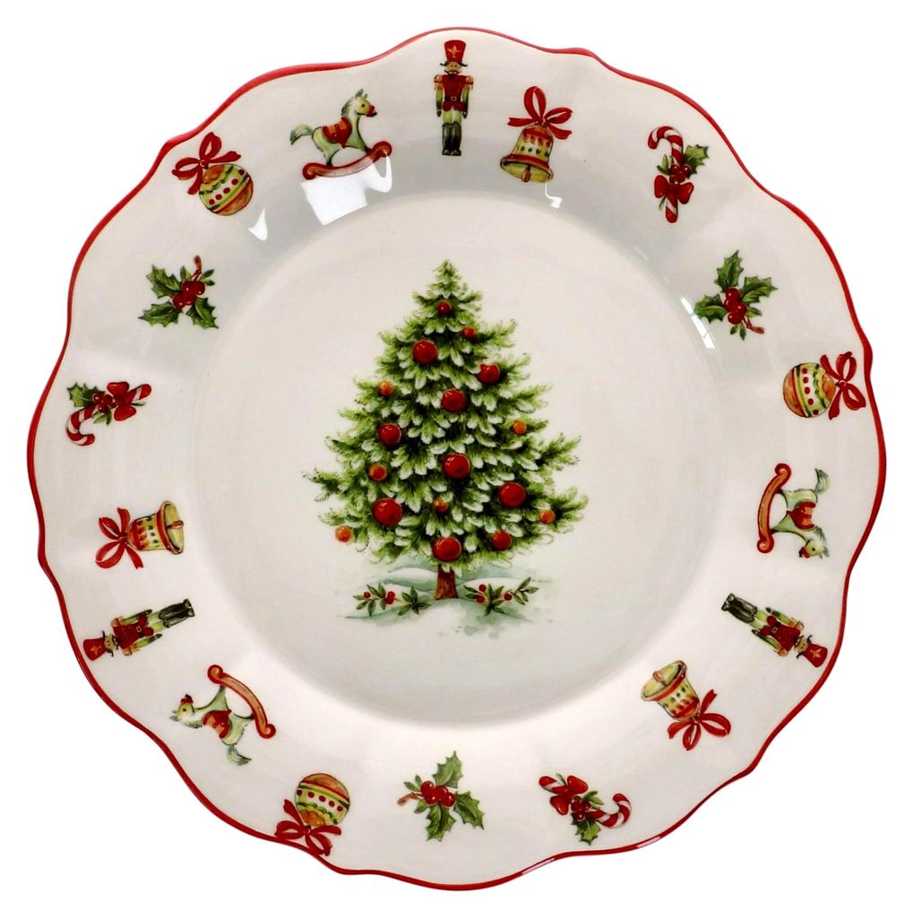 Gebäckteller Maestro Natale Ø 28,5 cm aus italienischer Keramik mit WeihnachtsNachbildung