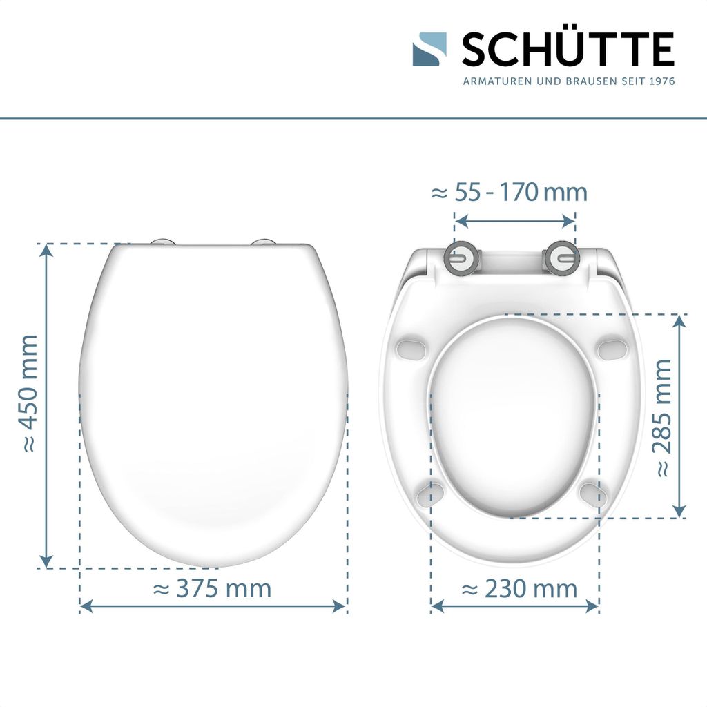 SCHÜTTE ovaal toiletbril met automatische zachte sluiting. Productafbeelding 