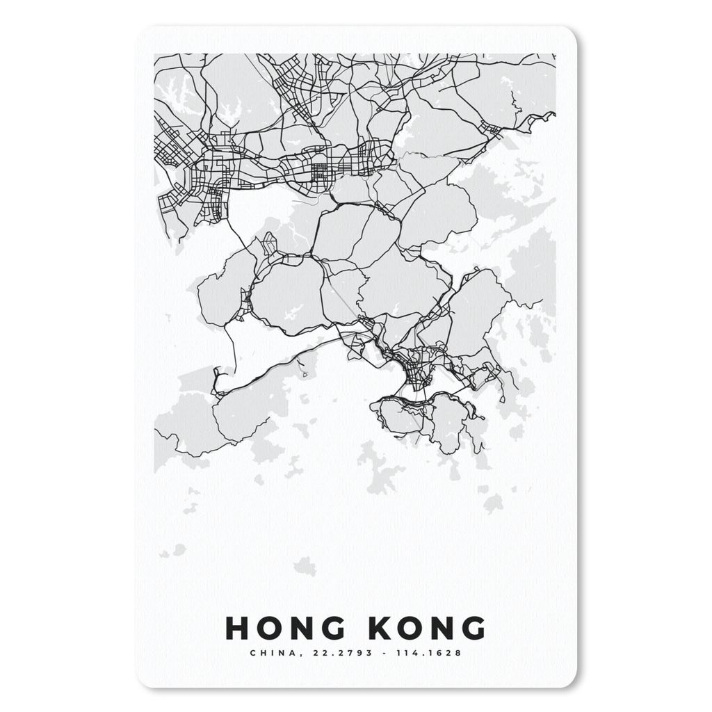 MuchoWow Mauspad Mousepad Hongkong - Stadtplan - Schwarz und weiß - Karte 18x27 cm - Mousepads - Maus Mat - Pad - Mausunterlage