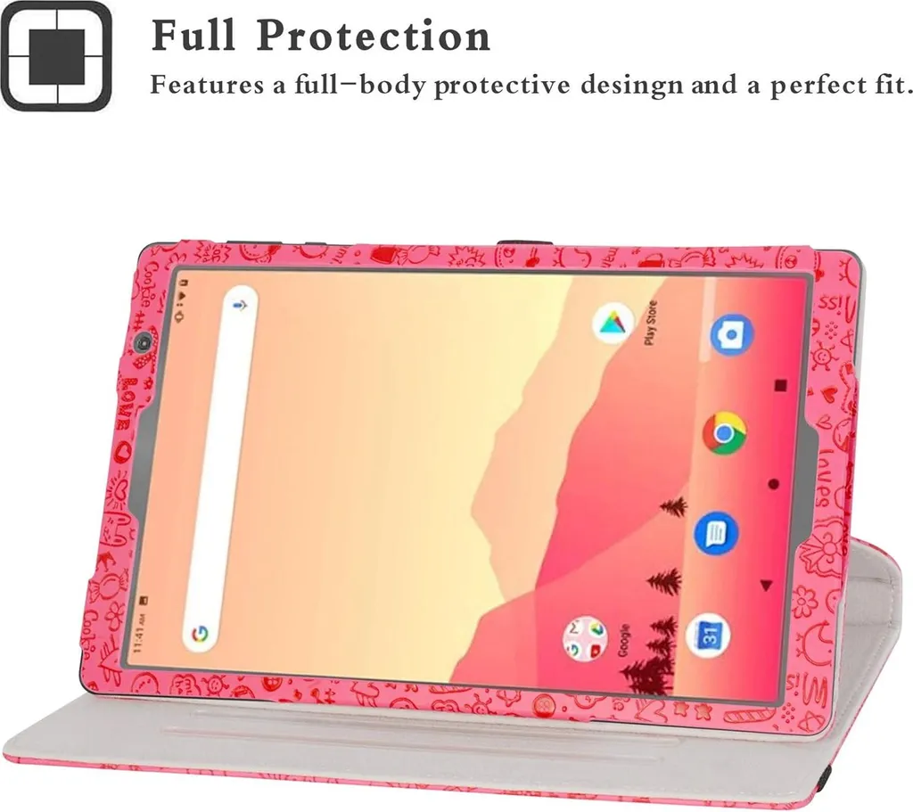 Étui pour tablette Matrixpad S20 rose à motifs avec support intégré